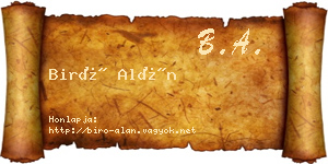 Biró Alán névjegykártya